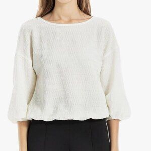 Max Studio Elbow Sleeve Boatneck Blouse Ivory Size XL New